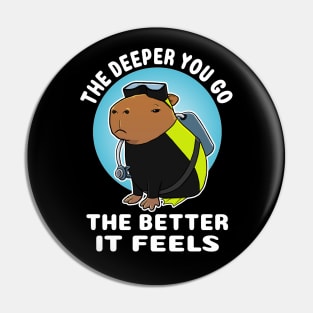 The deeper you go the better it feels Capybara Scuba Diver Costume Pin