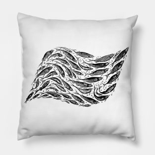 Shoal -black and white Pillow