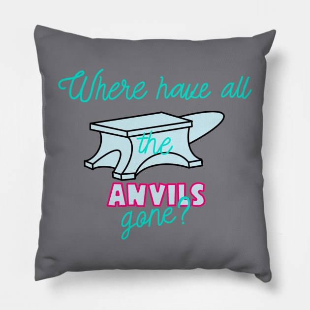 Those Once Ubiquitous Anvils Pillow by CaffeinatedWhims