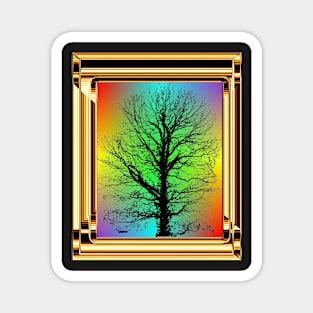 Golden frame with black tree Magnet