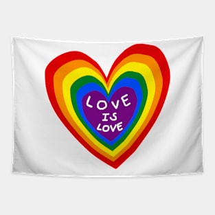 LOVE IS LOVE rainbow heart with rainbow, LGBT Shirt Tapestry