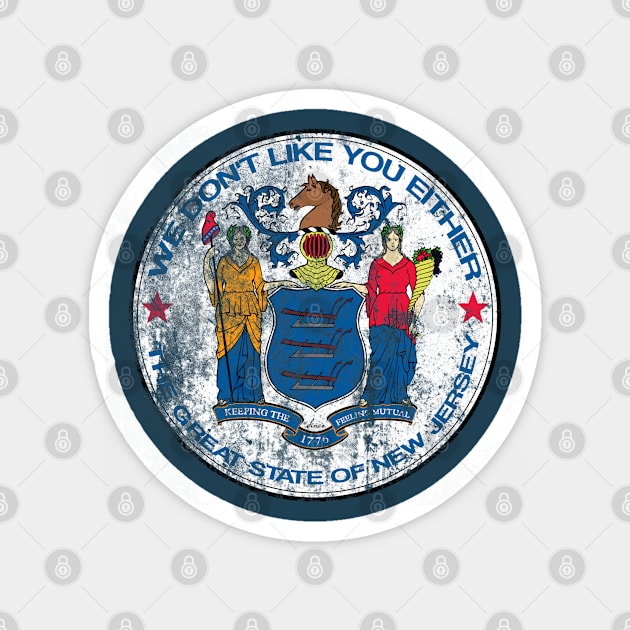 New Jersey Unofficial State Seal, distressed Magnet by MonkeyKing