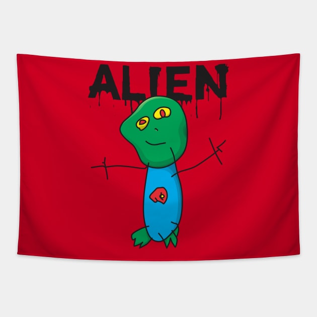 Alien by 4yo Boy Tapestry by dihart