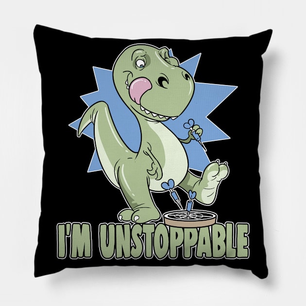 T-Rex I'm Unstoppable Darts Dinosaur Big Dart Pillow by ModernMode