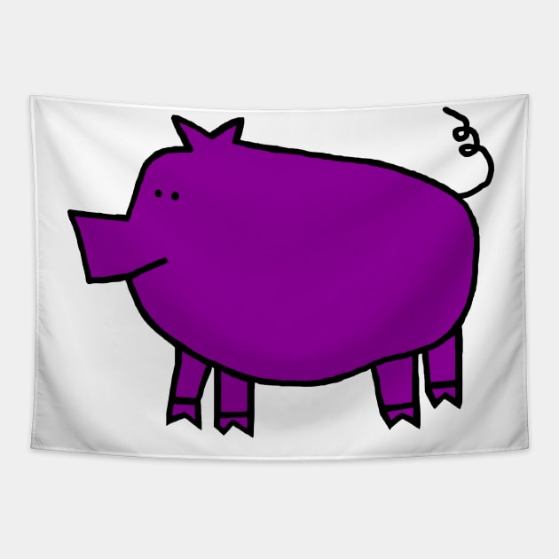 Cute Purple Pig Tapestry by ellenhenryart