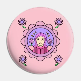 Cute girl with flowers Pin