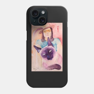 Woman and Cat Phone Case