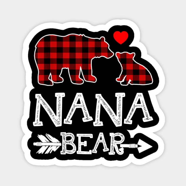 Nana Bear Christmas Pajama Red Plaid Buffalo Gift Shirt Magnet by Rozel Clothing