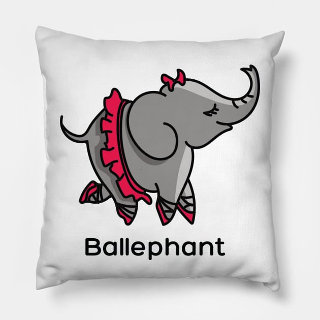 Ballephant (Elephant doing ballet) Pillow by PulsePeople