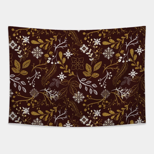 Pastel Wild Flower Folk Pattern Tapestry by jodotodesign