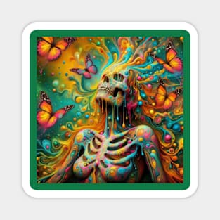 Psychedelic Skeleton Butterflies Magnet