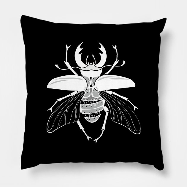 White stitched stag beetle Pillow by DappyStitch