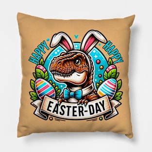 Happy Easter Day T-Rex Pillow