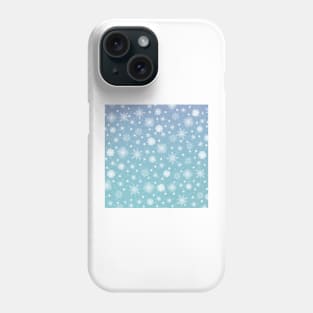 White Snowflakes Blue Design Phone Case