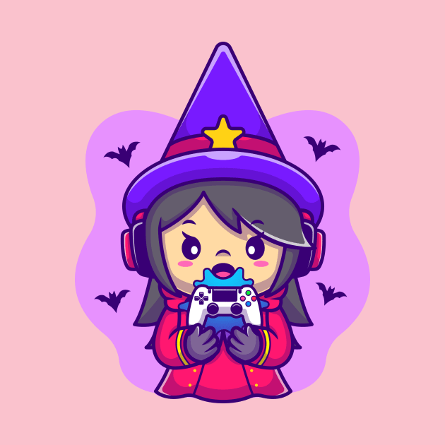 Cute Female Witch Gaming Cartoon by Catalyst Labs