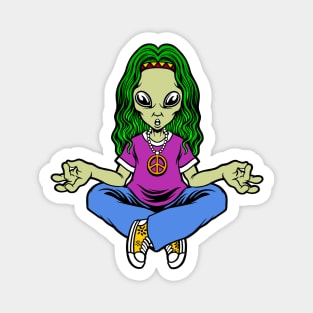 Meditating yoga alien Magnet