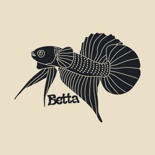 betta fish stamp with monochrome typography T-Shirt