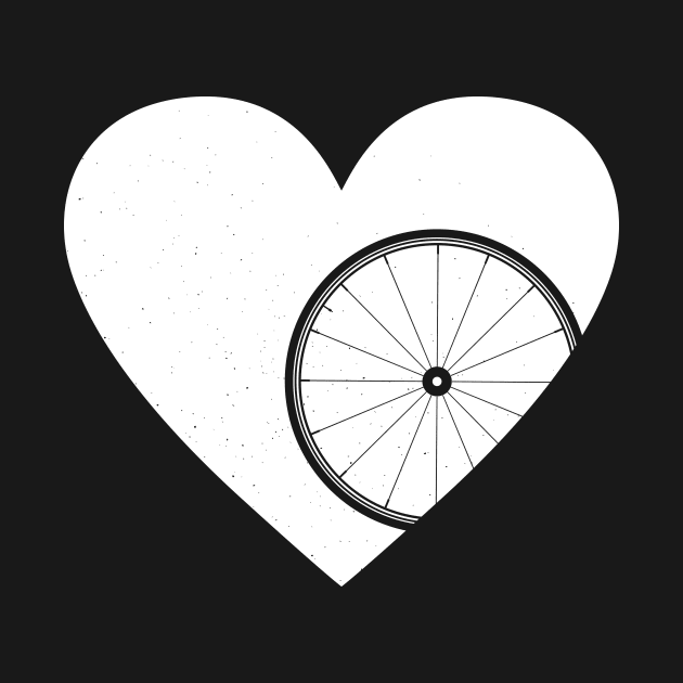 Heart with Road Bike Wheel for Cycling Lovers by NeddyBetty