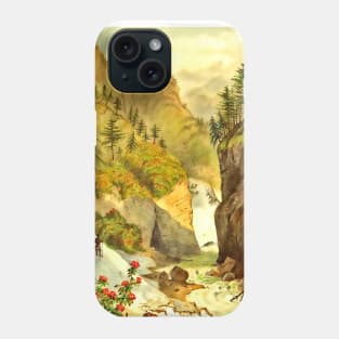 People in the snow with flowers and hills Phone Case