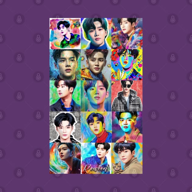 Rowoon SF9 로운 - colorful collage - fan art by Babush-kat