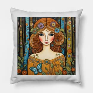 attractive fairy in the woods Pillow