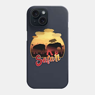 Family elefant on tour in the safari Phone Case