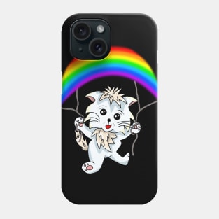 Cartoon Cat with a Rainbow Parachute Phone Case