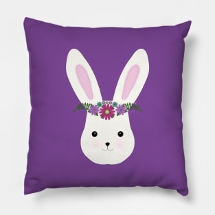 Cute bunny with flower crown Pillow