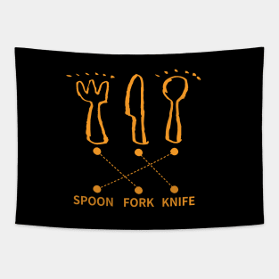 spoon, fork and knife Tapestry