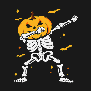 Skeleton pumpkin Dabbing Halloween T-Shirt