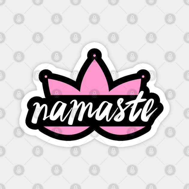 Namaste on pink yoga lotus Yoga design Magnet by FOGSJ