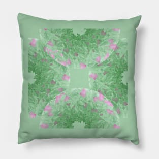 Floral design. Mandala. Green and pink Pillow