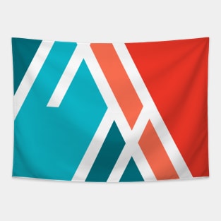 Modern geometric pattern blue orange Tapestry