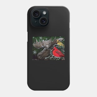 Christmas Moose and Cardinals Phone Case