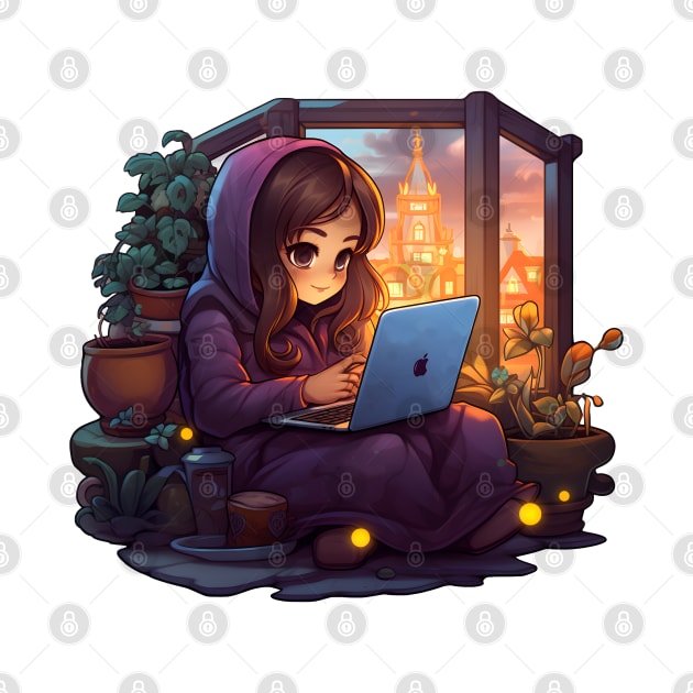 Cozy gamer girl by beangeerie