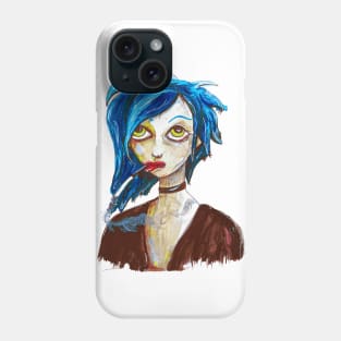 Blue Smoking Girl Phone Case