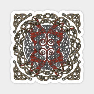 Celtic Knotwork Greyhounds - Red & Taupe Magnet