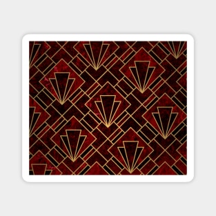 Red Ruby and Gold Art Deco Pattern Magnet