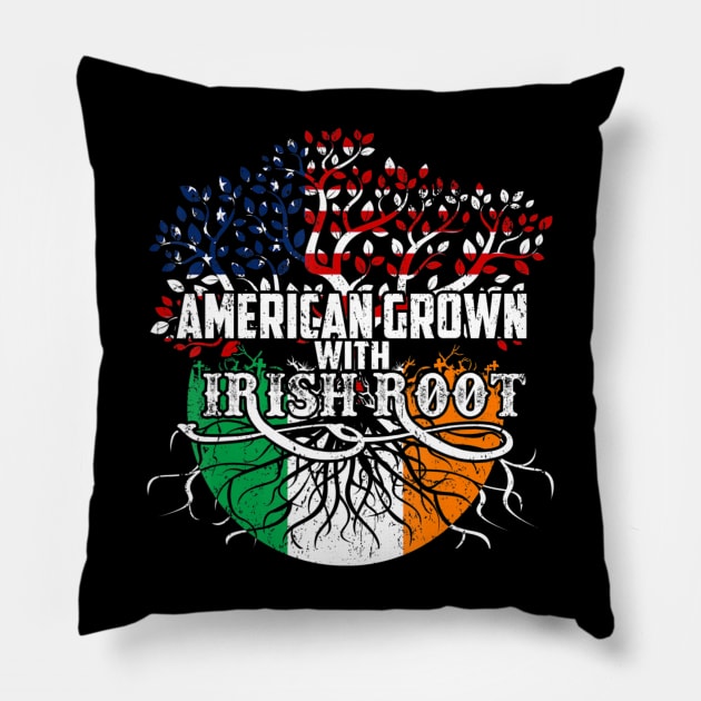 American Grown Irish Root Flag Ireland St Patricks Day Pillow by hony.white