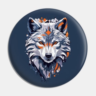 Gray Wolf AI Art Pin