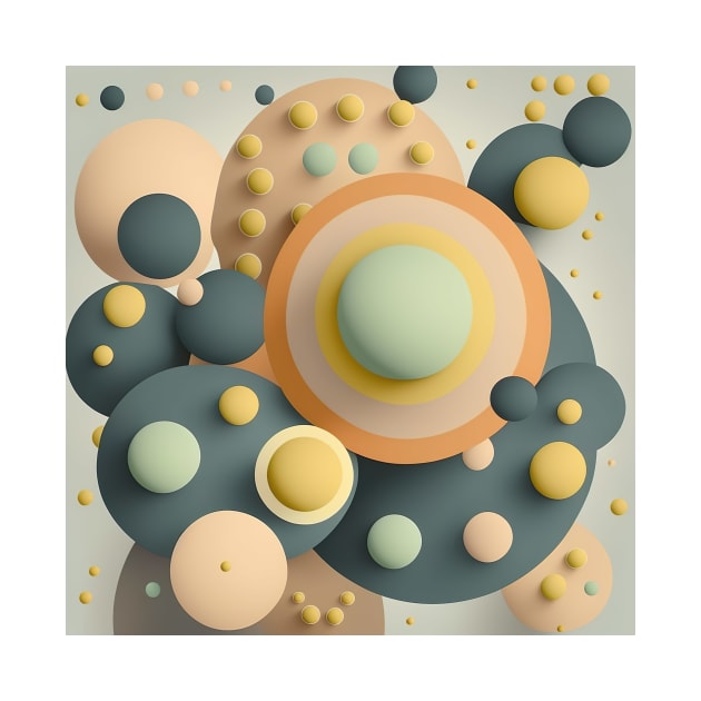 3D Circles ! overlapping muted colors in abstract form of polka dots design by UmagineArts