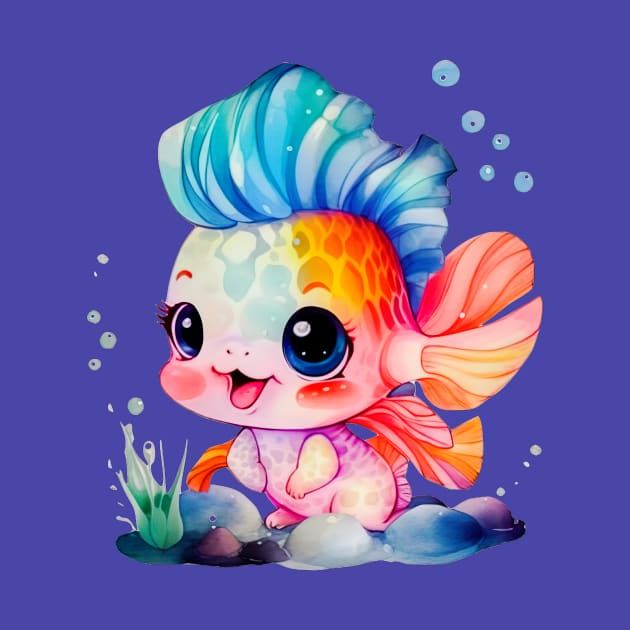 Cute, happy baby fish design by ATScreations
