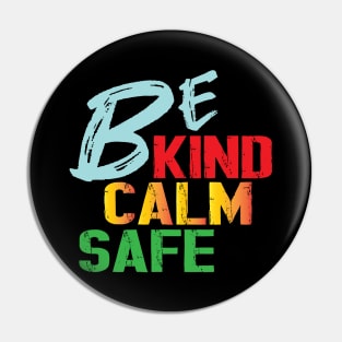 Be Kind Be Calm Be Safe Pin