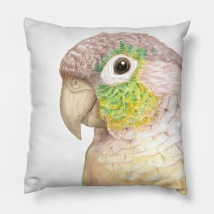 Watercolor green-cheeked parakeet portrait Pillow