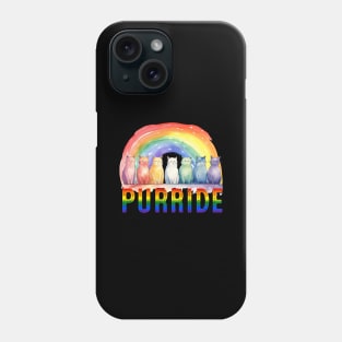 Purride LGBTQIA+ Pride Kitty Cat Rainbow Gradient T-Shirt Phone Case