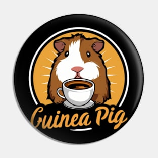 printed design of a guinea pig sipping a cup of coffee, cute cartoon style(1) Pin