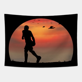 Sundown Shadow Of A Basketball Player With Tapestry