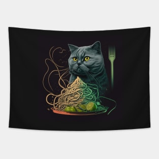 Spaghetti Noodles And British Shorthair Cat Tapestry