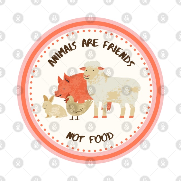 Animals are friends not food, design with lamb, pig, chicken and rabbit by Nyrrra