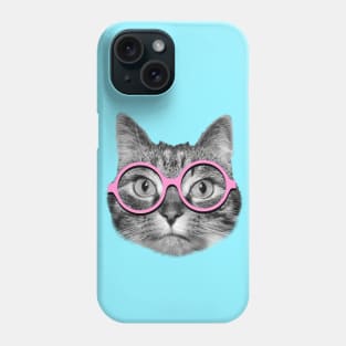 Cat wearing pink glasses Phone Case